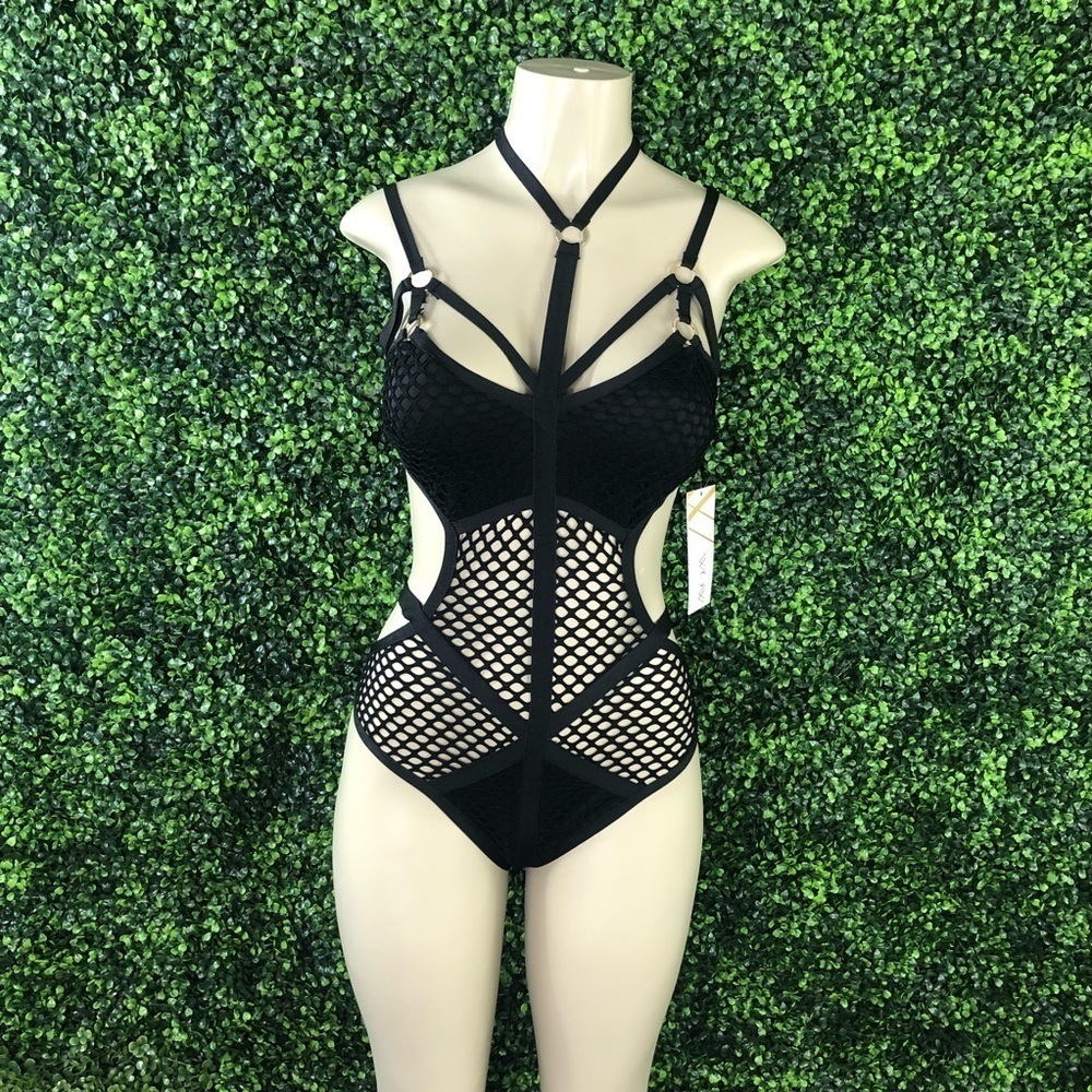Bandage material swimsuit one piece strapy‎